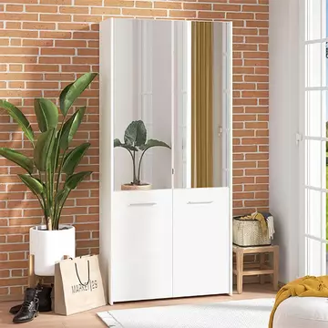 Buy Otley White Mirrored Large 50 Pair Shoe Cabinet Cupboard, Colour: White from Furnituretta