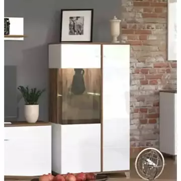Buy March White Gloss Oak Effect Low Display Cabinet from Furnituretta