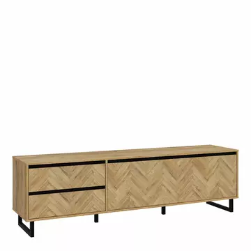 Buy Nikomedes TV Unit  in Spica Oak/Matt Black/Bartex Oak from Furnituretta