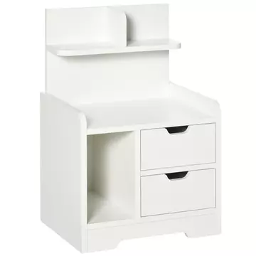 Buy Homcom Bedside Table with 2 Drawers and Storage Shelves for Living Room Bedroom Accent Table Small Cabinet, White from Furnituretta