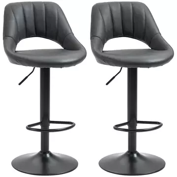 Buy Homcom Barstools Set of 2 Adjustable Swivel Height Gas Lift PU Leather Counter Chairs with Footrest from Furnituretta