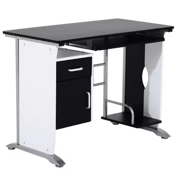 Buy Homcom Computer Desk with Sliding Keyboard Tray Storage Drawers and Host Box Shelf Home Office Workstation (Black) from Furnituretta