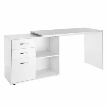 Buy Homcom Computer Desk Table Workstation Home Office L Shape Drawer Shelf File Cabinet White from Furnituretta