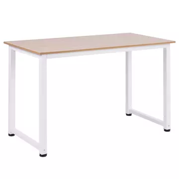 Buy Homcom Computer Desk PC Writing Table Home Office Workstation Adjustable Feet Stable Work Study  Metal Frame Oak White from Furnituretta