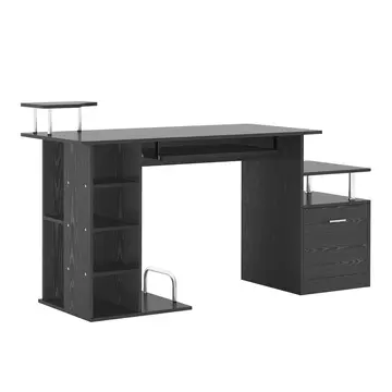 Buy Homcom Computer Desk PC Workstation with Drawer Shelves CPU Storage Rack Home Office Furniture (BLACK) from Furnituretta