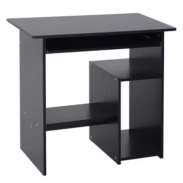 Buy Homcom Compact Small Computer PC Table Wooden Desk Keyboard Tray Storage Shelf Modern Corner Table Home Office Gaming and Study Black from Furnituretta
