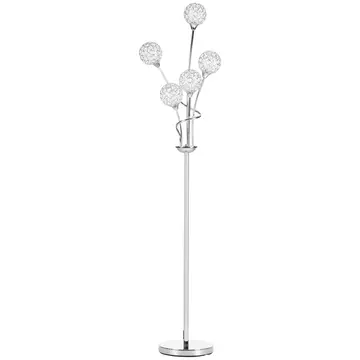 Buy Homcom Crystal Floor Lamps for Living Room Bedroom with 5 Light, Modern Upright Standing Lamp, 34x25x156cm, Silver from Furnituretta