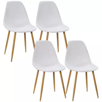 Buy Homcom Dining Chairs Set of 4, Modern Armless Kitchen Chairs with Curved Back, Metal Legs for Bedroom Living Room, White from Furnituretta