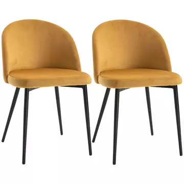 Buy Homcom Dining Chairs Set of 2 Contemporary Design for Office Dining Kitchen Soft Fabric Seat and Back Living Room - Yellow from Furnituretta