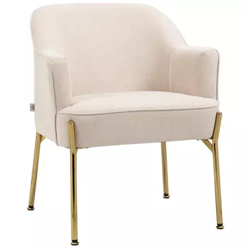 Buy Homcom Fabric Accent Chair, Modern Armchair with Metal Legs for Living Room, Bedroom, Home Office, White from Furnituretta