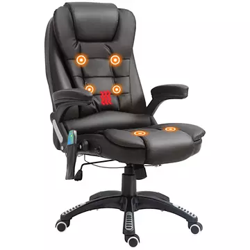 Buy Homcom Executive Office Chair with Massage and Heat, High Back PU Leather Massage Office Chair With Tilt and Reclining Function, Brown from Furnituretta
