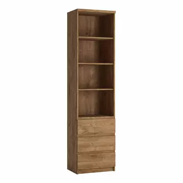 Buy Fribo Tall Narrow 3 Drawer Bookcase in Oak from Furnituretta