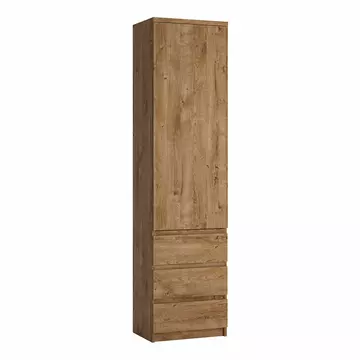Buy Fribo Tall Narrow 1 Door 3 Drawer Cupboard in Oak from Furnituretta