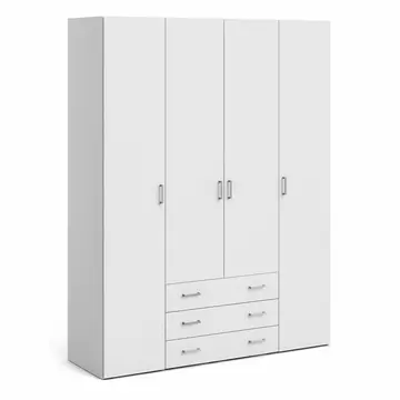 Buy Space Wardrobe 4 Doors 3 Drawers in White 2000, Colour: White, Width: 154 from Furnituretta