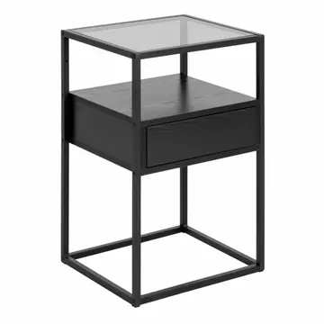 Buy Randolf Bedside Table in Black with Smoked Glass from Furnituretta