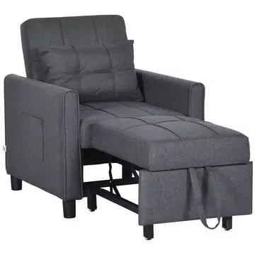Buy Homcom Folding Sofa Bed, Pull Out Single Sleeper, 3 in 1 Convertible Chair Bed  Adjustable Backrest, Pillow, Side Pocket for Living Room, Grey from Furnituretta