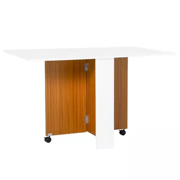 Buy Homcom Folding Dining Table Writing Desk Workstation  Casters Teak Colour, White from Furnituretta