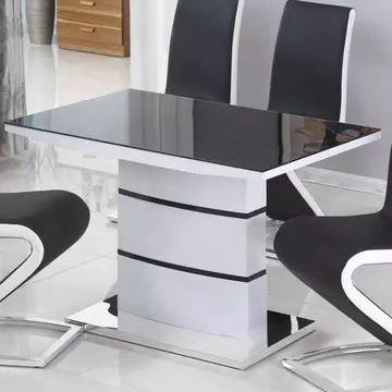 Buy Aldridge Small High Gloss Dining Table White with Black Glass Top from Furnituretta