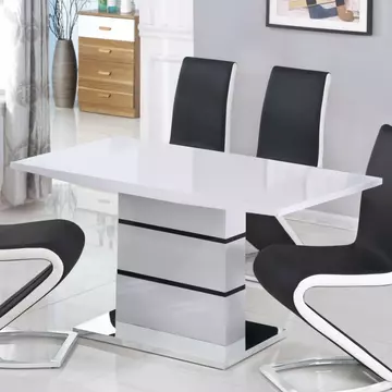 Buy Leona High Gloss Ext Dining Table White & Black from Furnituretta