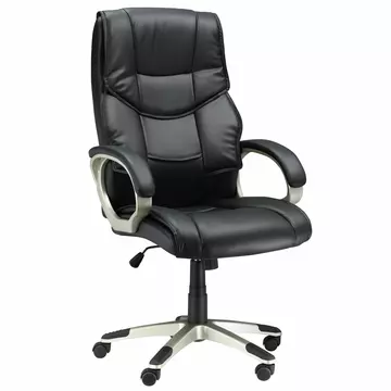 Buy Homcom High Back Swivel Chair Computer, Home Office Computer Desk Chair with Faux Leather Adjustable Height Rocking Function Black from Furnituretta