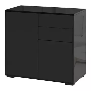 Buy Homcom High Gloss Sideboard, Side Cabinet, Push-Open Design with 2 Drawer for Living Room, Bedroom, Black from Furnituretta