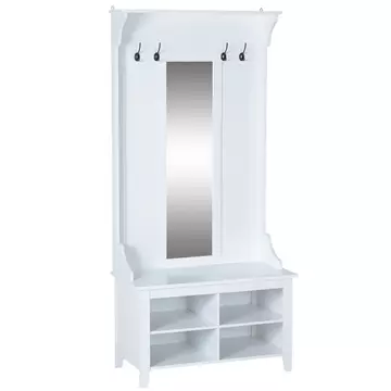 Buy Homcom Hallway Furniture Set Shoe Bench Storage Mirror Cabinet Coat Rack Multiple Cubes Hangers Organiser Shelves  4 Hooks from Furnituretta