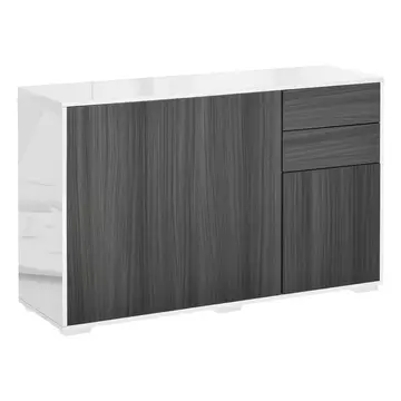 Buy Homcom High Gloss Sideboard, Side Cabinet, Push-Open Design with 2 Drawer for Living Room, Bedroom, Light Grey and White from Furnituretta