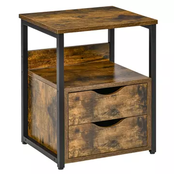 Buy Homcom Industrial Side Table with Drawer, Sofa Table, Bedside Cabinet with Storage Shelf, Slim Nightstand for Living Room, Bedroom, Rustic Brown from Furnituretta