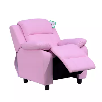 Buy Homcom Kids Children Recliner Lounger Armchair Games Chair Sofa Seat PU Leather Look  Storage Space on Arms (Pink) from Furnituretta