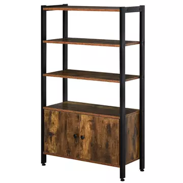 Buy Homcom Industrial Bookshelf, Storage Cabinet with 3-Tier with Doors, for Home Office, Living Room Rustic Brown from Furnituretta
