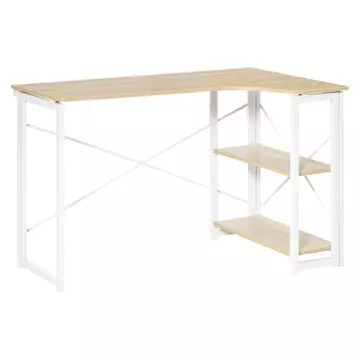 Buy Homcom L-Shaped Computer Desk, Folding Home Office Corner Desk Study Workstation Table with 2 Shelves, Oak Tone from Furnituretta
