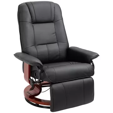 Buy Homcom Manual Recliner Chair Armchair Sofa with Faux Leather Upholstered Wooden Base for Living Room Bedroom, Black from Furnituretta