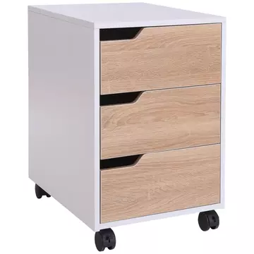 Buy Homcom MDF Mobile File Cabinet pedestal with 3 Drawers Lockable Casters Oak and White from Furnituretta