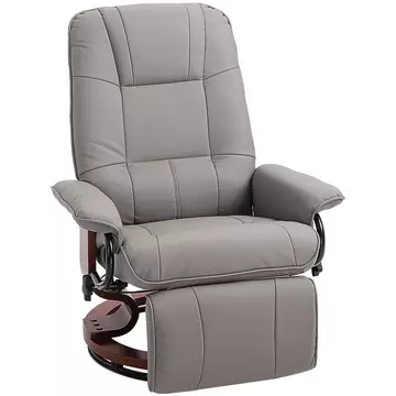 Buy Homcom Manual Recliner Chair Armchair Sofa with Faux Leather Upholstered Wooden Base for Living Room Bedroom, Grey from Furnituretta