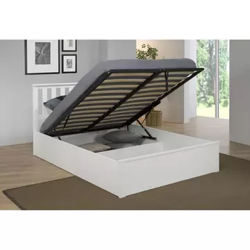 Buy Zoe Storage King Size Bed Solid Rubberwood White, Colour: White, Size: King Size from Furnituretta