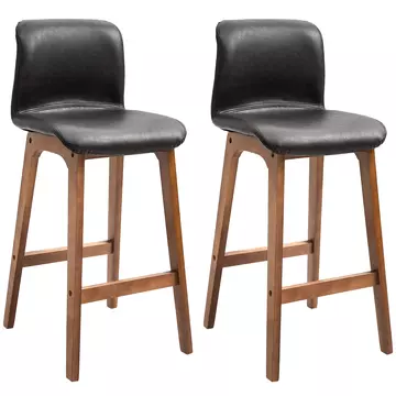 Buy Homcom Modern Bar Stools Set of 2, PU Leather Upholstered Bar Chairs with Wooden Frame, Footrest for Home Bar, Dining Room from Furnituretta