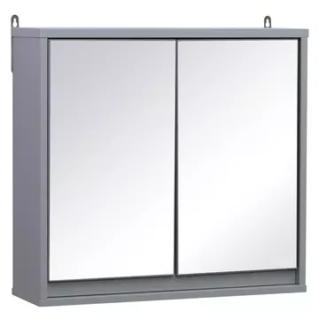 Buy Homcom Mirror Cabinet for Bathroom Mirror Cupboard Wall Mounted Storage Shelf Bathroom Cupboard Double Door - 48L x 14.5W x 45H cm from Furnituretta