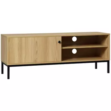 Buy HOMCOM Retro TV Stand Cabinet for TVs up to 50", TV Unit with 3 Compartments, TV Cabinet with Sliding Door for Living Room, Natural Wood Finish from Furnituretta