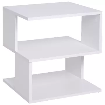 Buy Homcom Modern Square 2 Tier Wood Coffee Side Table Storage Shelf Rack Living Room White from Furnituretta