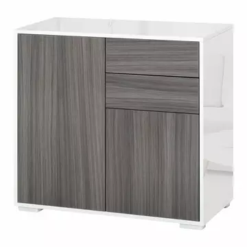 Buy Homcom Modern Stylish Freestanding Push-Open Design Cabinet with 2 Drawer, 2 Door Cabinet, 2 Part Inner Space Light Grey and White from Furnituretta