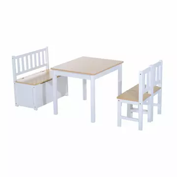 Buy Homcom Pine Wood Kids 4 Pc Furniture Set-Oak/White from Furnituretta