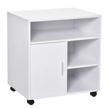 Buy Homcom Multi-Storage Printer Stand Unit Office Desk Side Mobile Storage  Wheels Modern Style 60L x 50W x 65.5H cm - White from Furnituretta