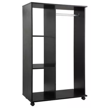 Buy Homcom Open Wardrobe with Hanging Rail and Storage Shelves Wheels Bedroom- Black from Furnituretta