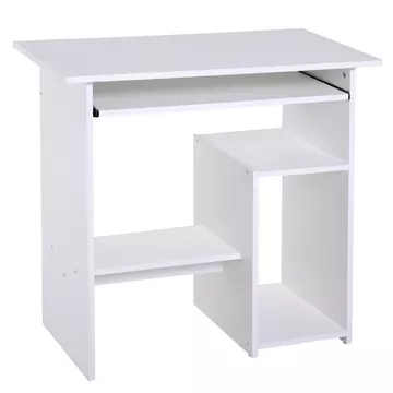Buy Homcom Office Desk Wooden Desk Keyboard Tray Storage Shelf Modern Corner Table Home Office White from Furnituretta