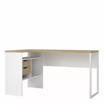 Buy Function Plus Corner Desk 2 Drawers in White and Oak from Furnituretta