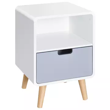 Buy Homcom Scandinavian Style Bedside Table, 40Lx38Wx58H cm-White/Grey/Natural Wood Colour from Furnituretta