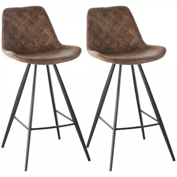 Buy Homcom Set Of 2 Bar Stools Vintage Microfiber Cloth Tub Seats Padded Comfortable Steel Frame Footrest Quilted Home Cafe Kitchen Chair Stylish Brown from Furnituretta