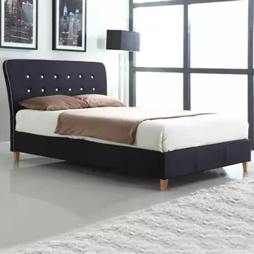 Buy Nina Linen Double Bed Black with White Piping, Colour: Black, Size: Double from Furnituretta