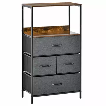Buy Homcom Storage Chest, Drawers Bedroom Unit Storage Cabinet with 4 Fabric Bins for Living Room, Bedroom and Entryway, Black from Furnituretta