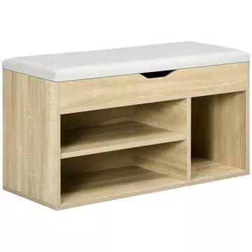 Buy Homcom Shoes Cabinet Bench Hidden Storage Padded Seat Organiser Footwear Rack Hallway Oak Tone from Furnituretta
